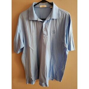 Peter Millar Men's Short Sleeve Polo Shirt Golf Top Solid Blue Size L